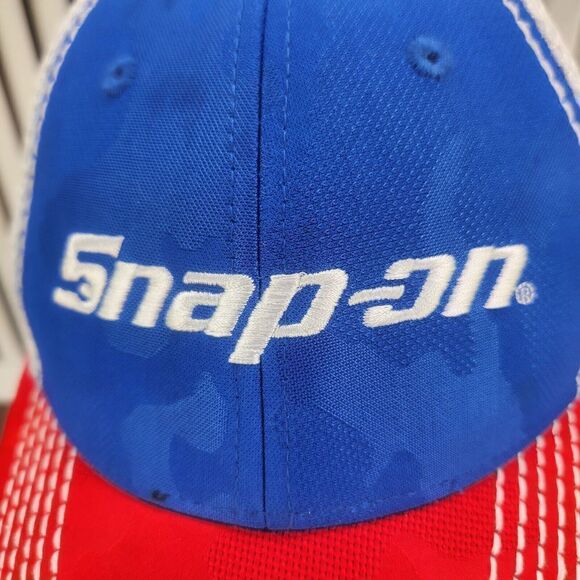Choko Snap-On Hat Cap Snapback Red White Blue USA Mesh Tools Mens Dad Authentics - Picture 3 of 10